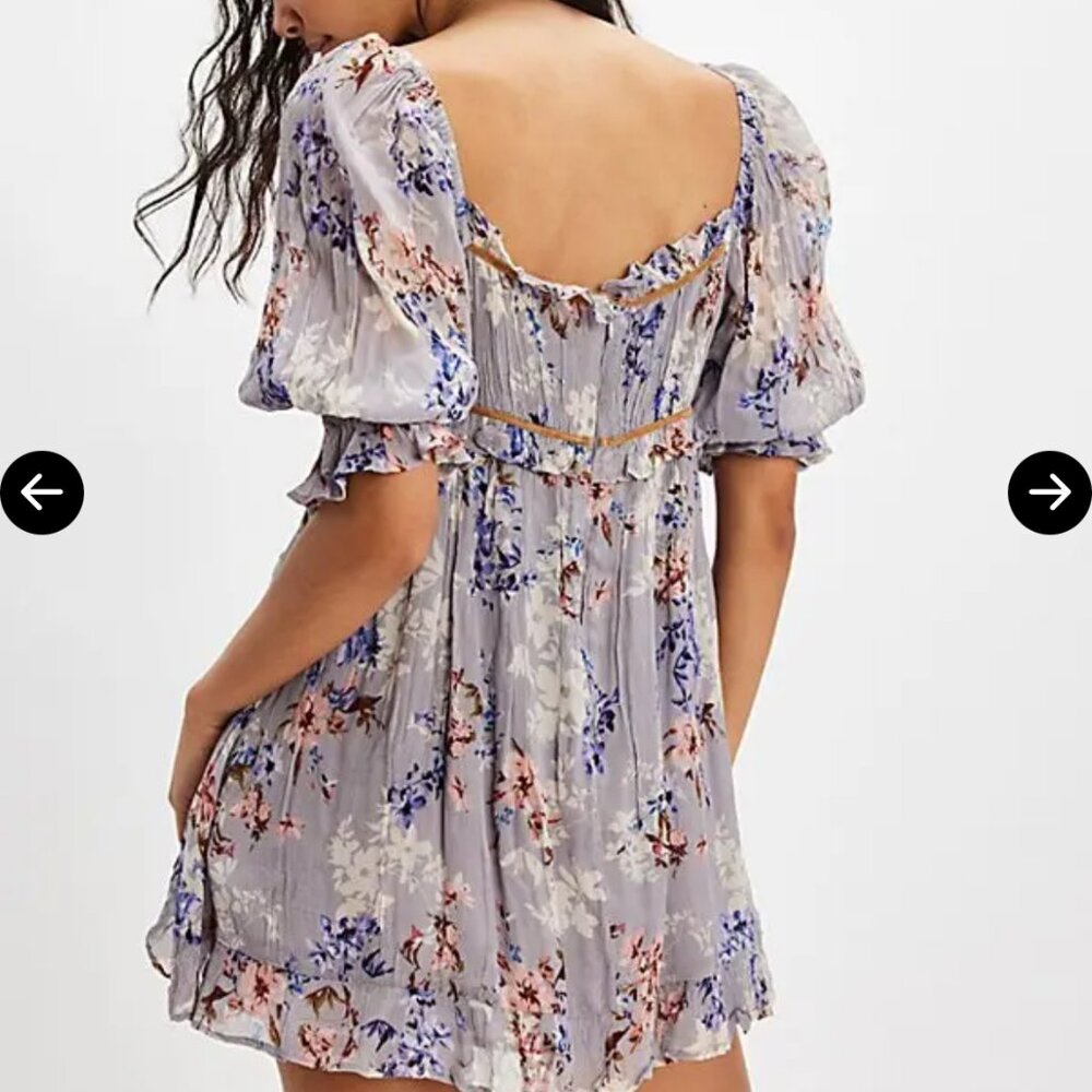 new FREE PEOPLE marney floral chiffon dress m l - Picture 2 of 3